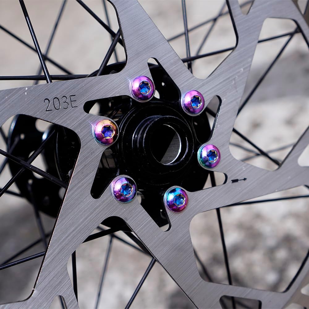 220Mm Bike Disc Brake Rotor Thicken 2.3Mm, More Durable Stainless Steel Bicycle Disc Brake Rotor with Colored Bolts for Road Bike, Mountain Bike, MTB, BMX (220Mm)