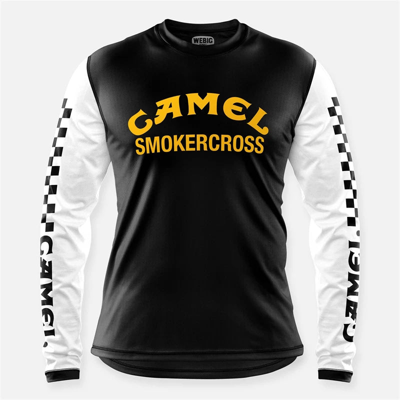 Retro Camel WEBIG Motorcycle Jersey Team Bicycle Downhill MTB Yellow Clothes Ciclismo Cycling Long Sleeve Motocross Bmx T-Shirt
