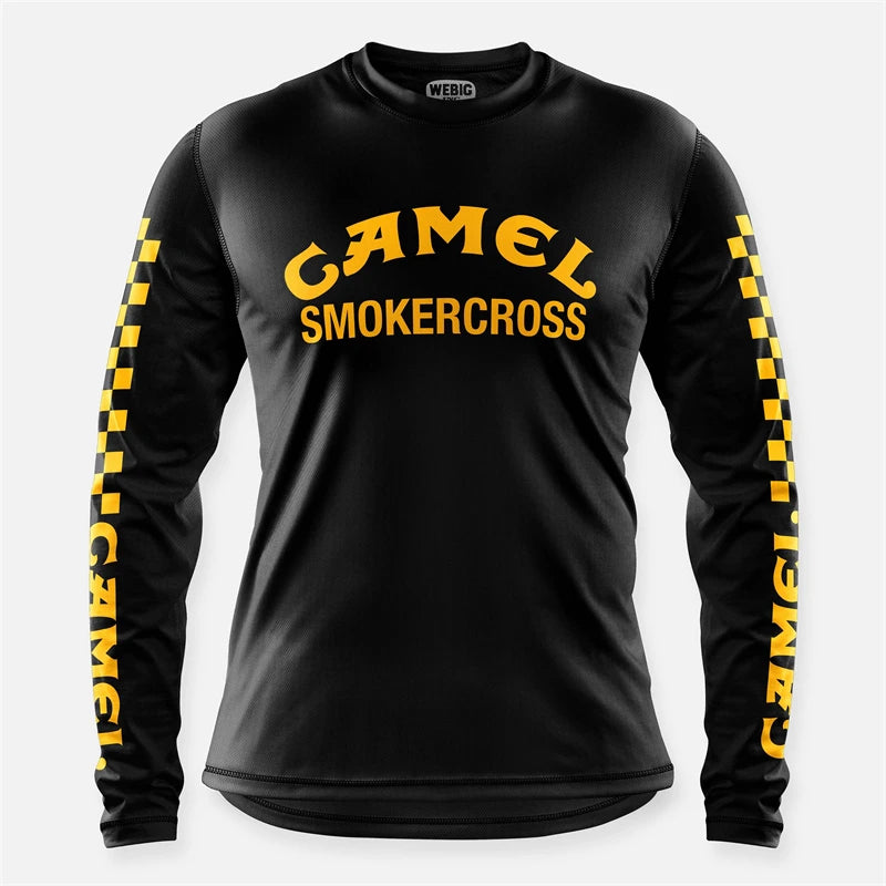 Retro Camel WEBIG Motorcycle Jersey Team Bicycle Downhill MTB Yellow Clothes Ciclismo Cycling Long Sleeve Motocross Bmx T-Shirt